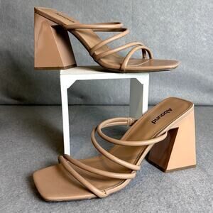 Abound Womens Tan Brown Austyn Chunky 4.5" Heel Strappy Sandal Shoe 9.5 NWT